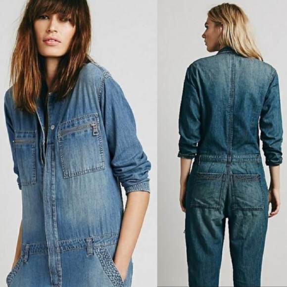 Free People Pants - Free People Soft Denim Coveralls Med Wash